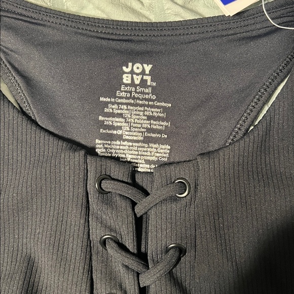 NWT Black Lace-Up Joy Lab Longline Sports Bra,  SZ - XS - Picture 6 of 6